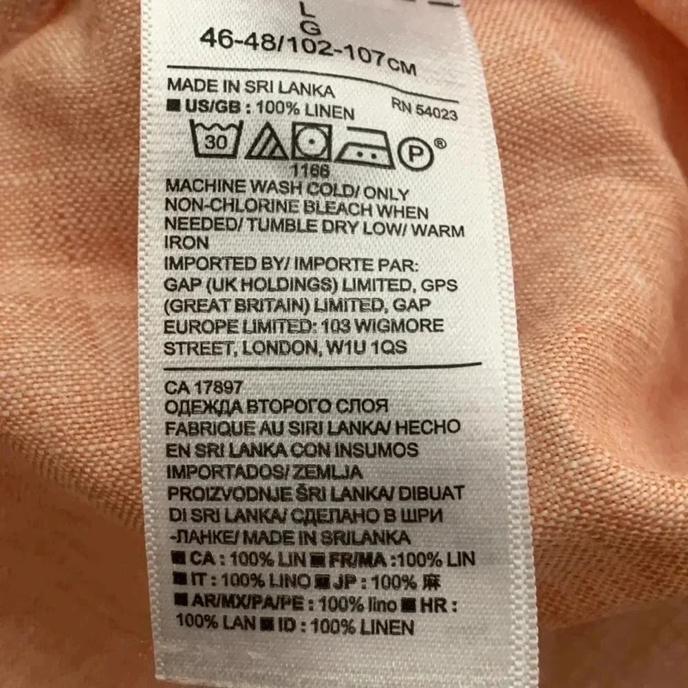 Banana Republic Men’s Linen Short Sleeve Orange Button Down Large EUC